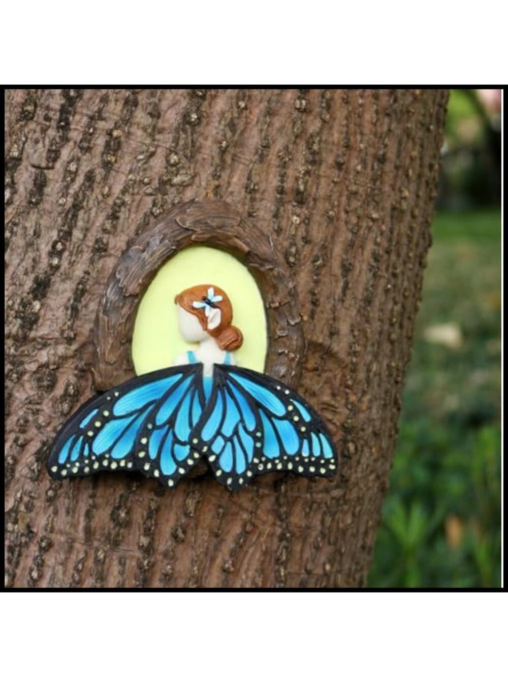 Resin Hanging Garden Statue Glow in Dark Butterfly Girl Tree Decor